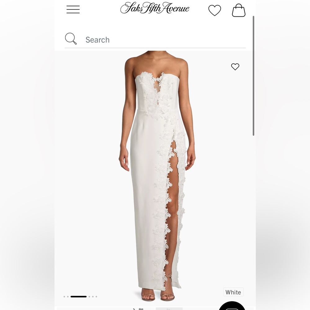 Sau Lee white bridal strapless dress (Florence Floral-Appliquéd Column Gown)